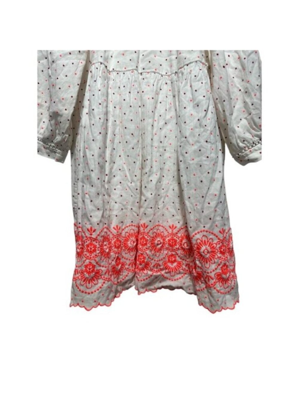 Sézane Grace Embroidery Polka Dots Dress 44 XXL White Bishop Sleeve Dainty Linen - Picture 13 of 16